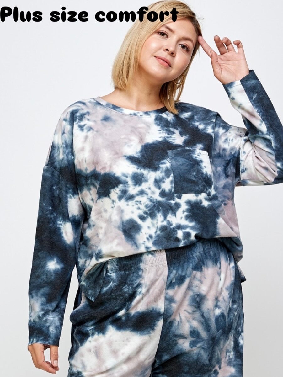 Plus size Black & White Tye Die Short Set