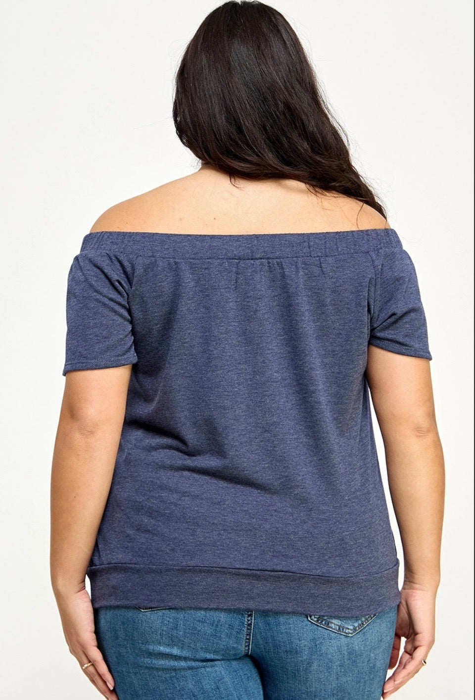 Plus Size Drawstring Off the Shoulder Top
