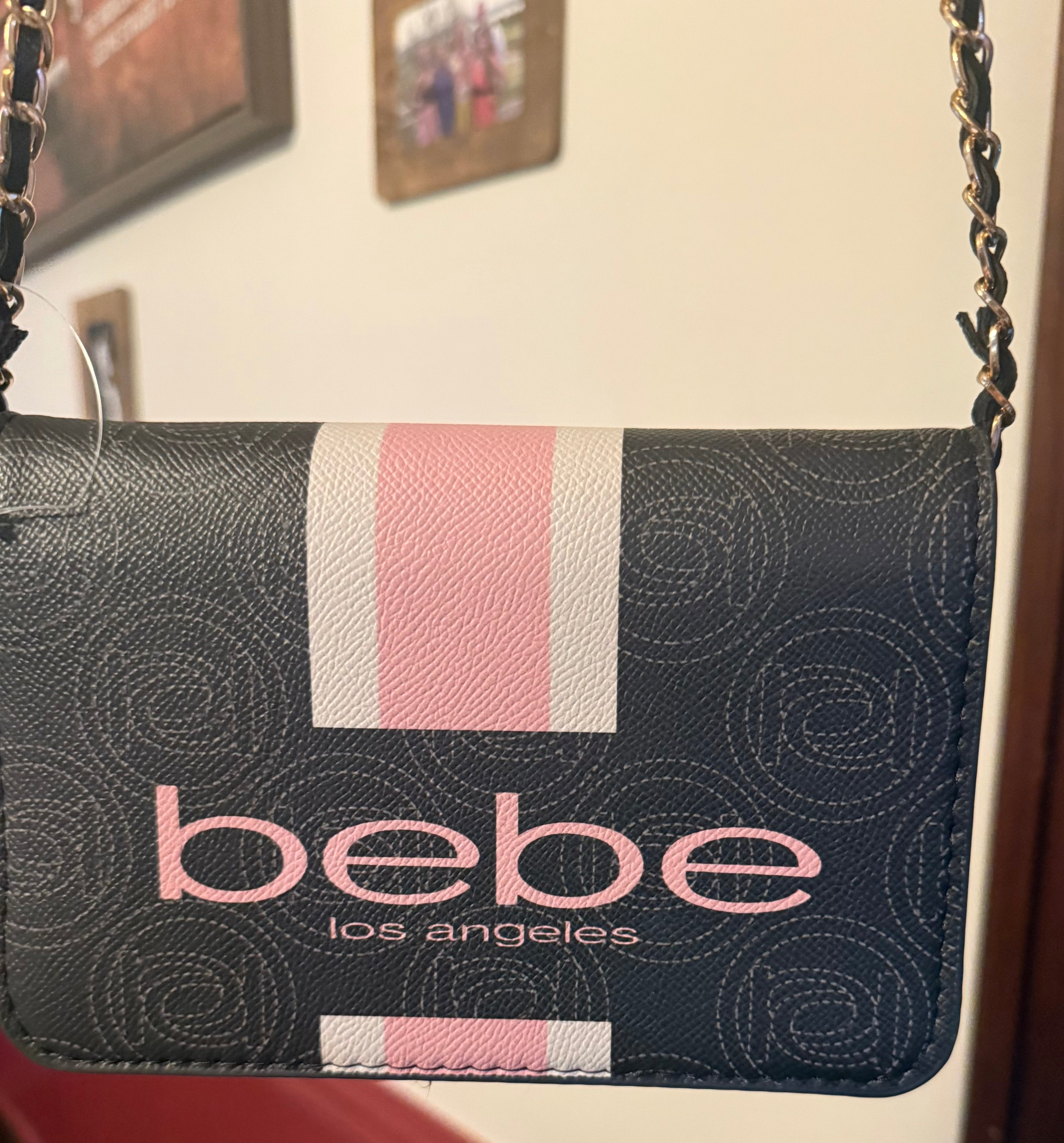 Bebe Los Angeles Ember Black & Pink Crossbody