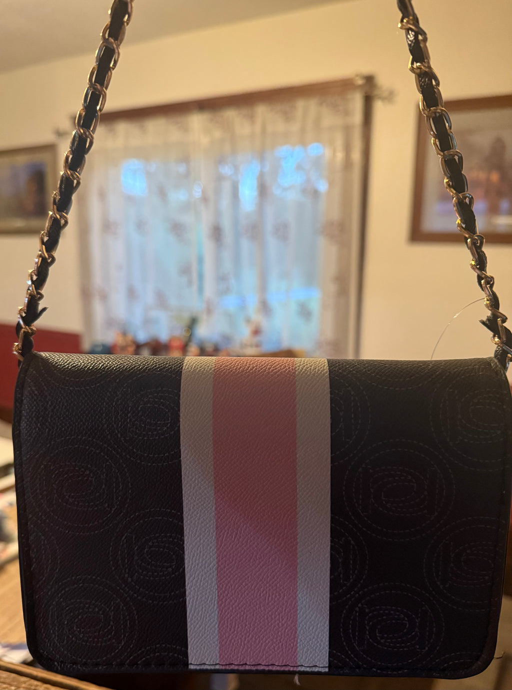 Bebe Los Angeles Ember Black & Pink Crossbody