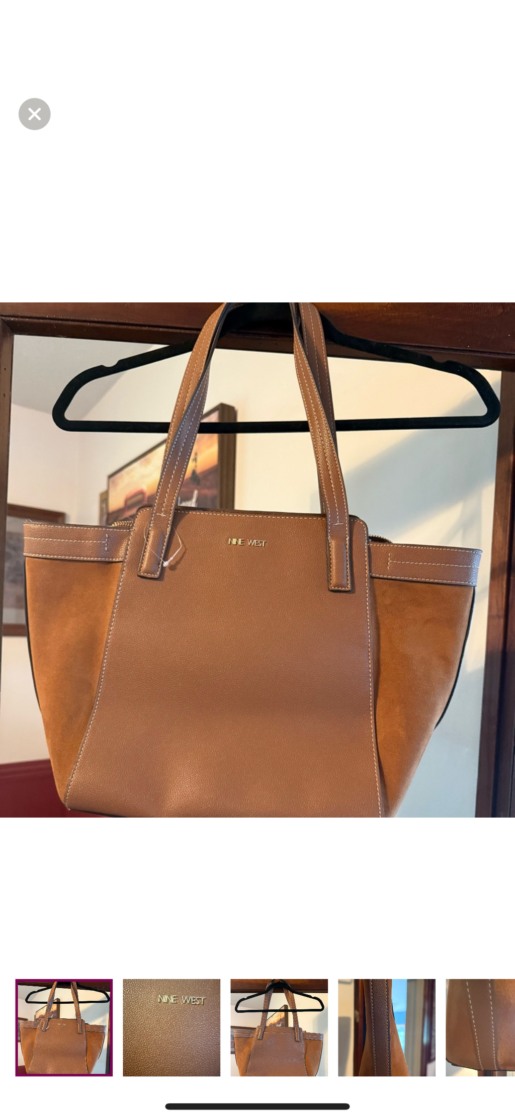 Nine West leather Tan Structured Tote