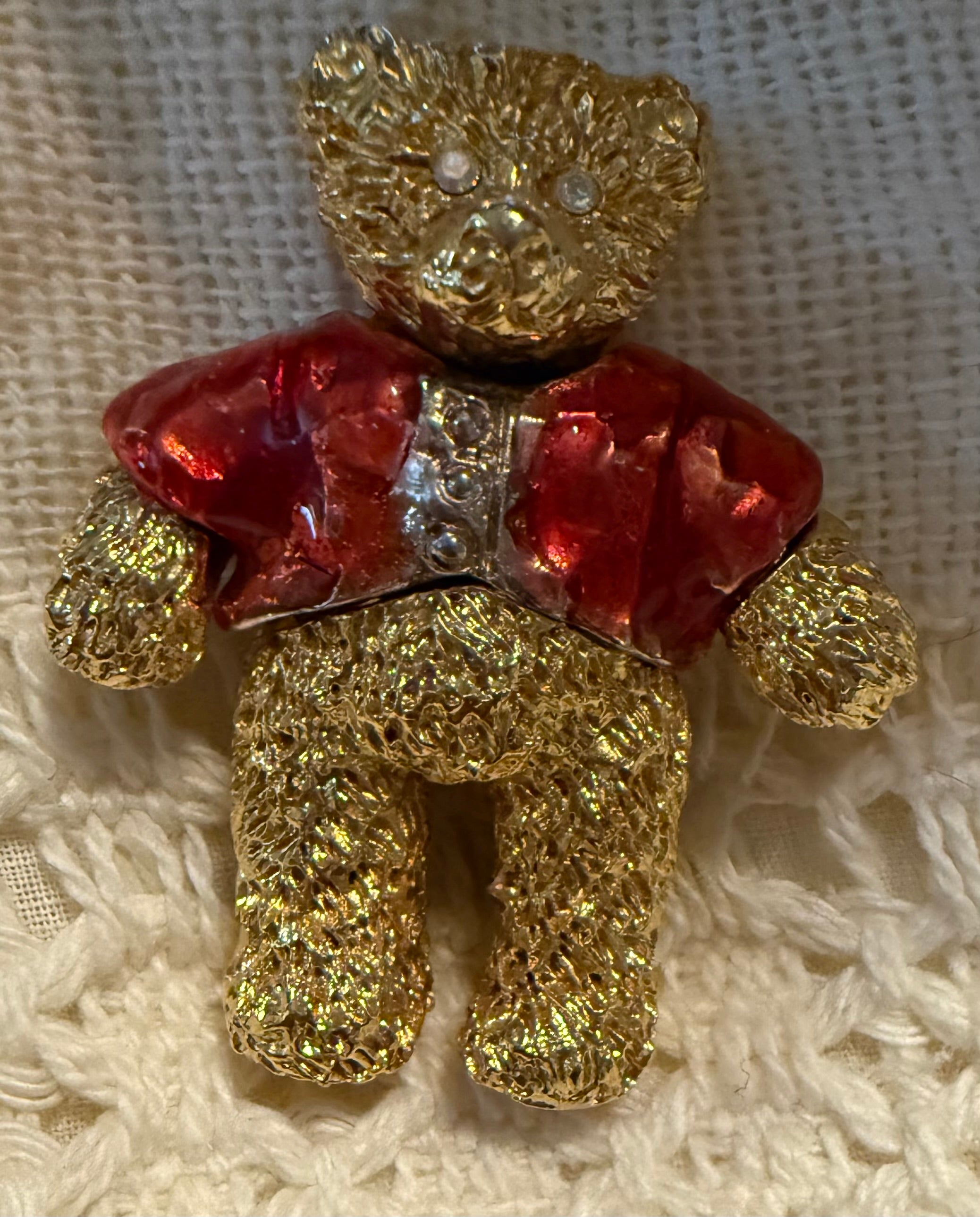 Vintage Gold Teddy Bear Brooch