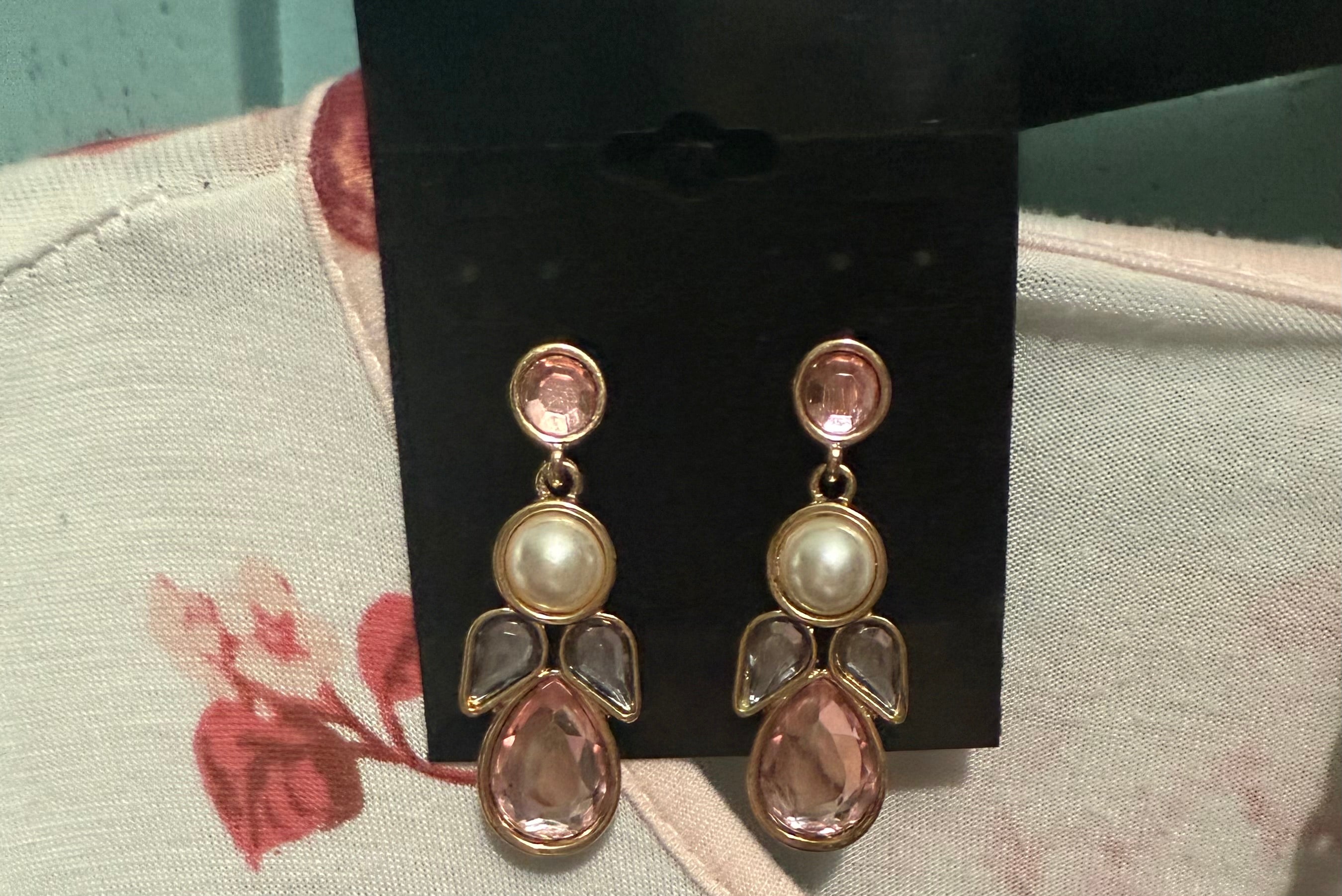 Pink & Gold Angel drop earrings
