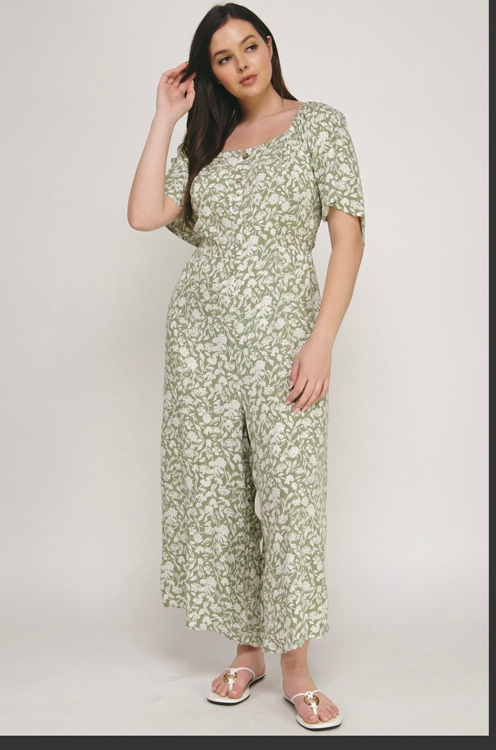 Plus Size Floral Whispers Gaucho Jumpsuit