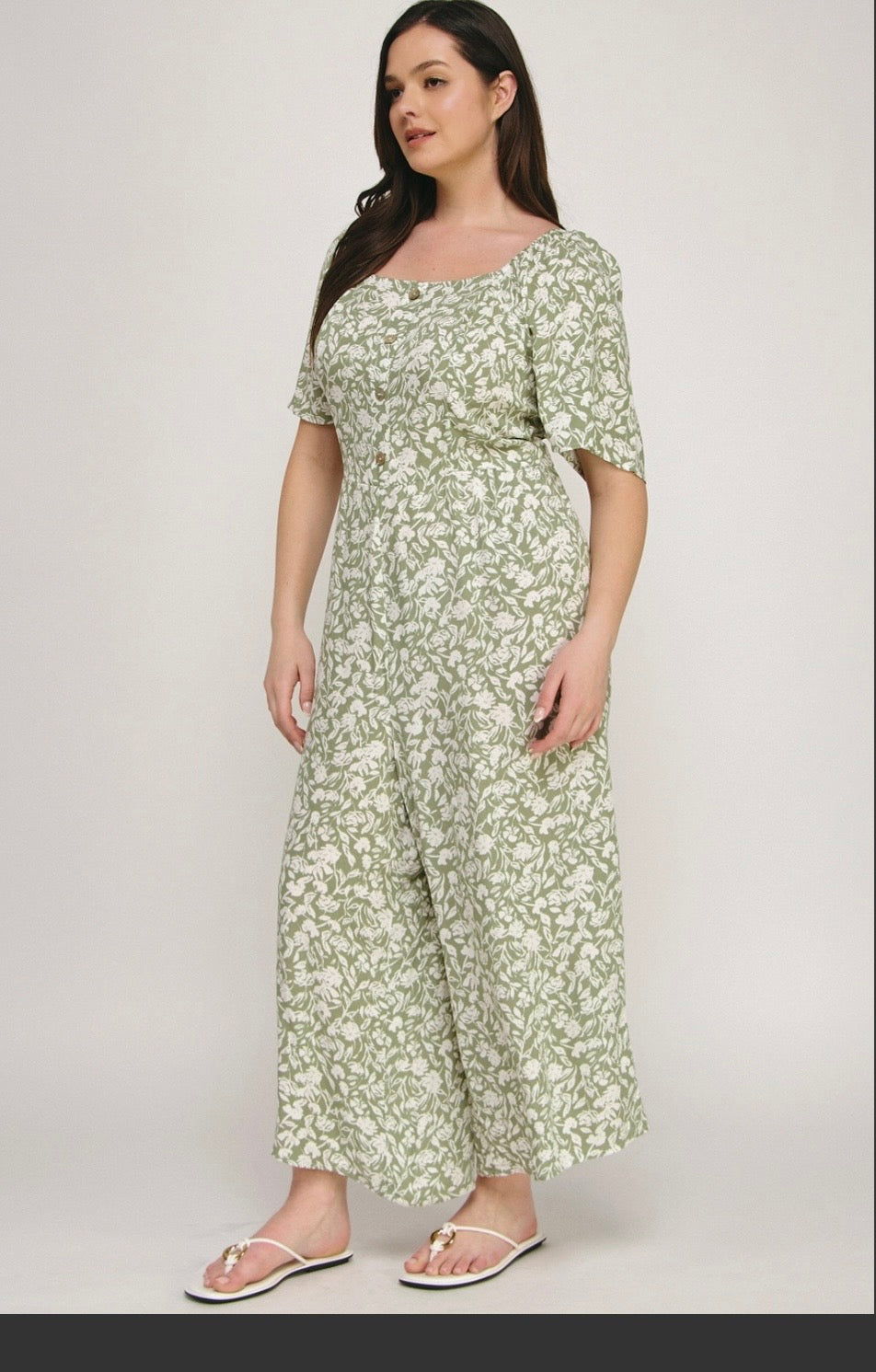 Plus Size Floral Whispers Gaucho Jumpsuit