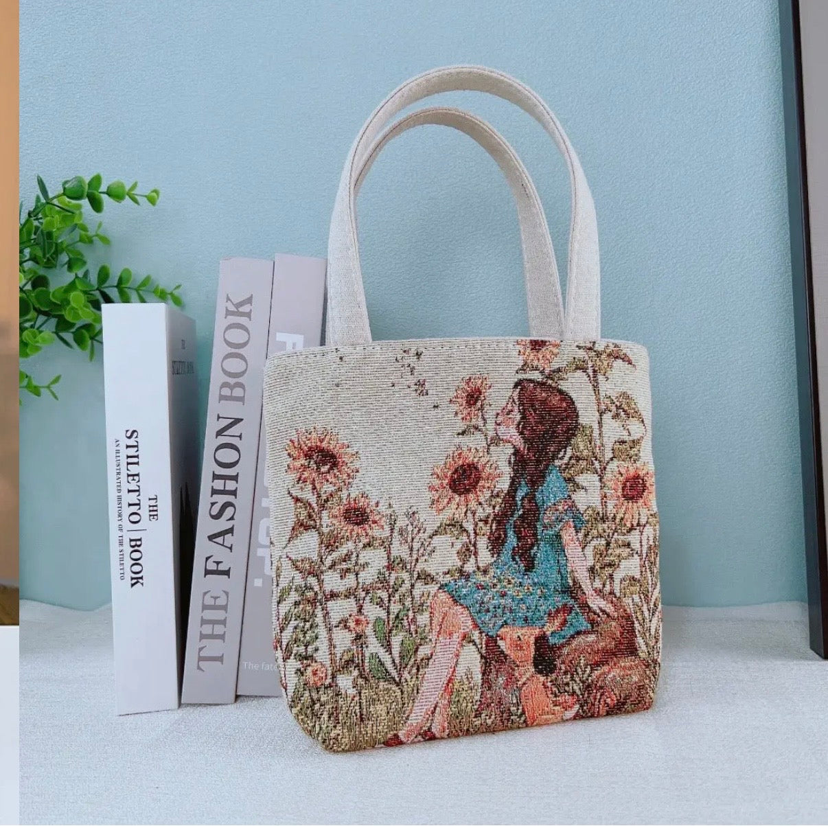Floral Girl Canvas small tote